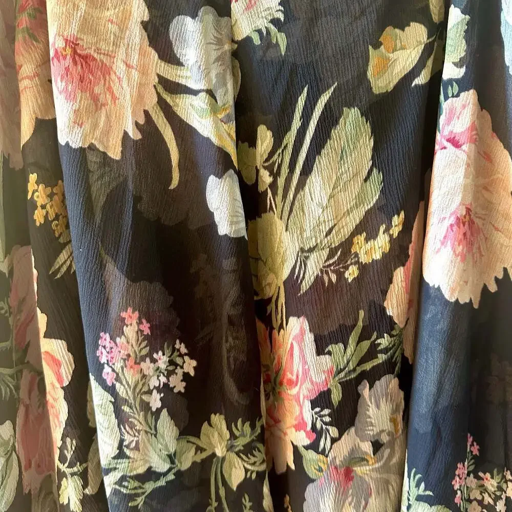 Lauren Ralph Lauren Silk Floral Asymmetrical Midi Skirt